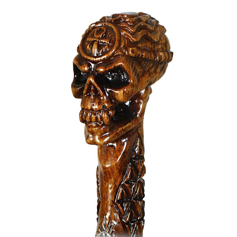 Igor Egyptian Skull Artisan Intricate Wood Handcarved Cane