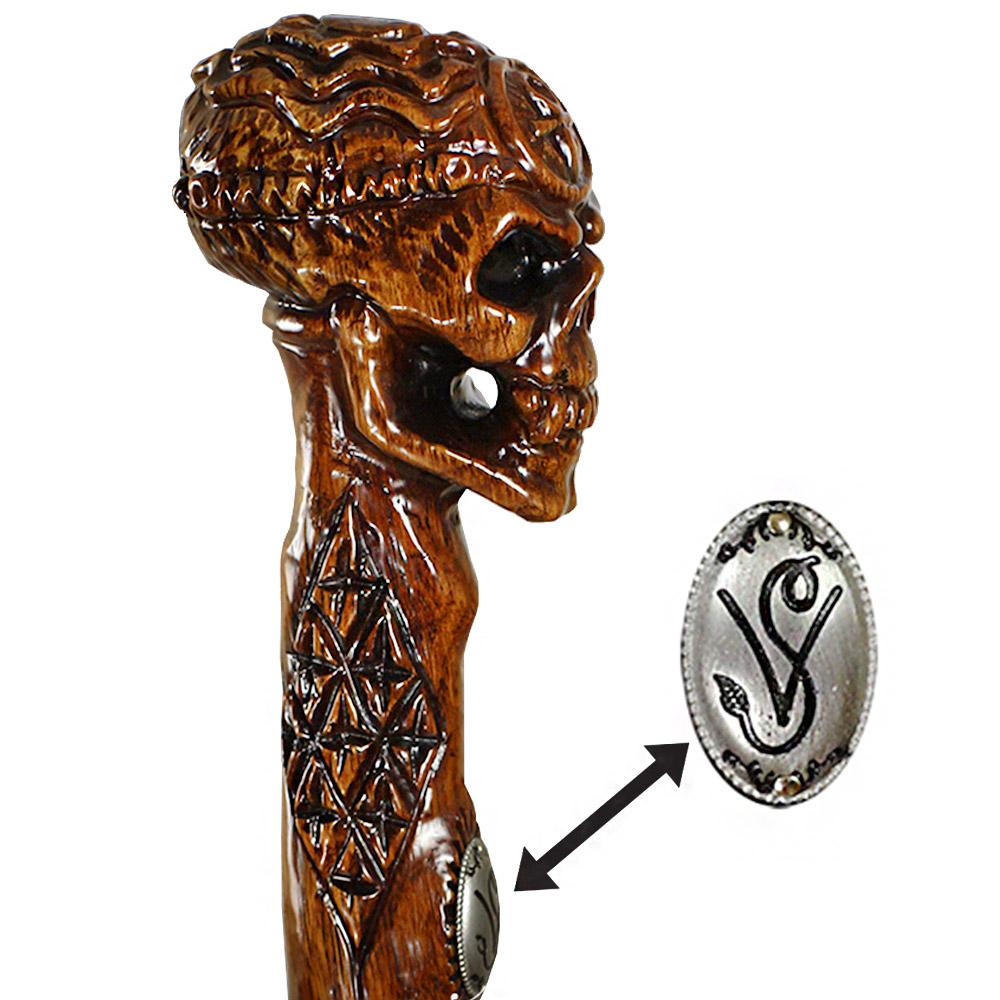 Igor Egyptian Skull Artisan Intricate Wood Handcarved Cane