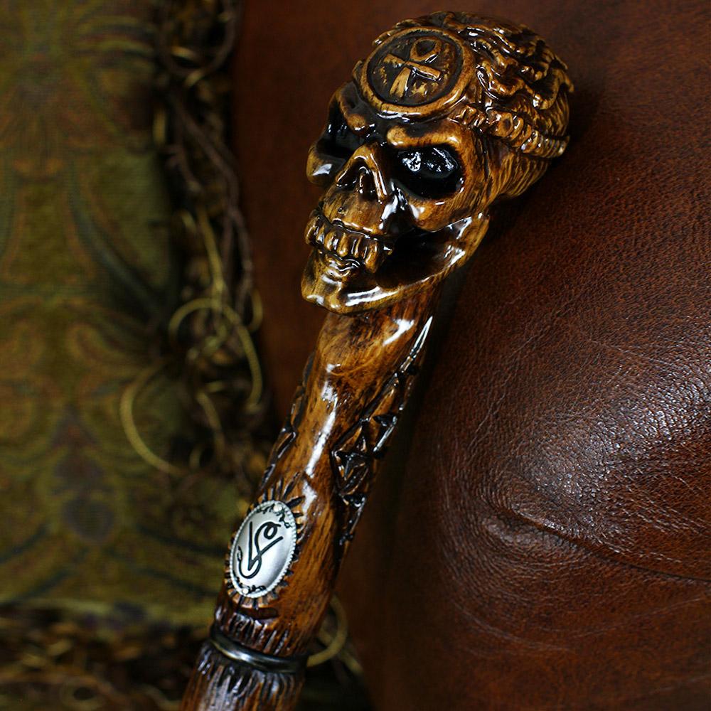 Igor Egyptian Skull Artisan Intricate Wood Handcarved Cane