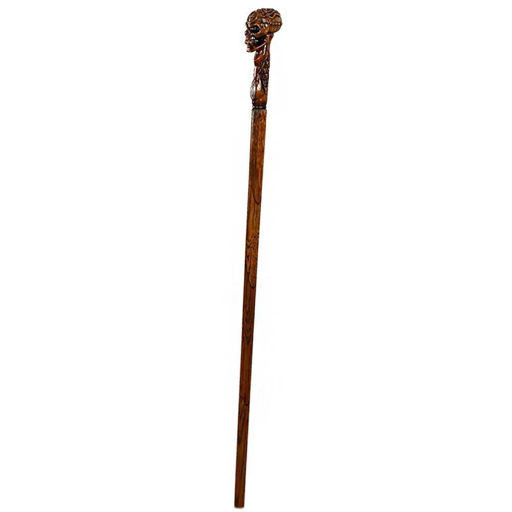 Igor Egyptian Skull Artisan Intricate Wood Handcarved Cane