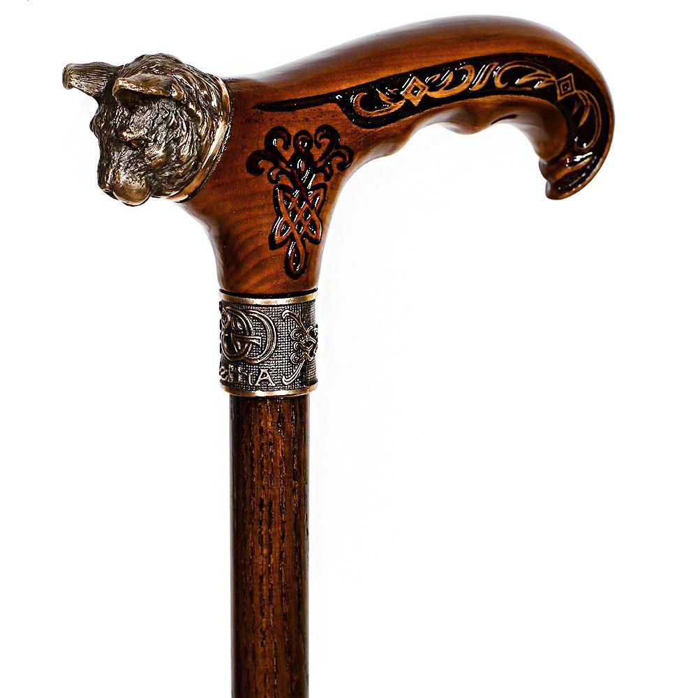 Igor Forest Cat with Bronze Head Artisan Intricate Handcarved Cane