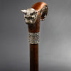 Igor Forest Cat with Bronze Head Artisan Intricate Handcarved Cane