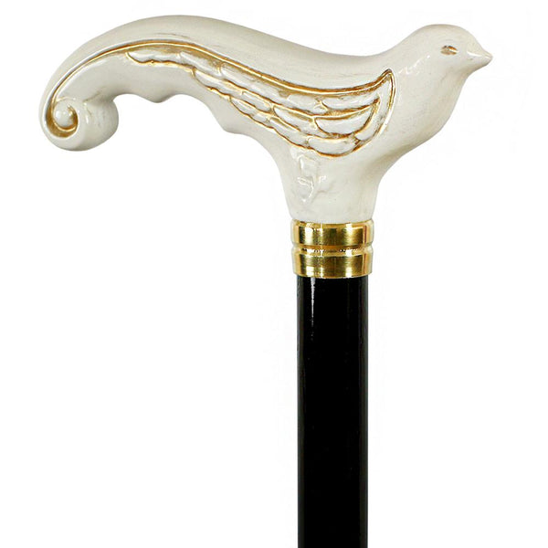 Igor White Swallow Bird Artisan Intricate Handcarved Cane