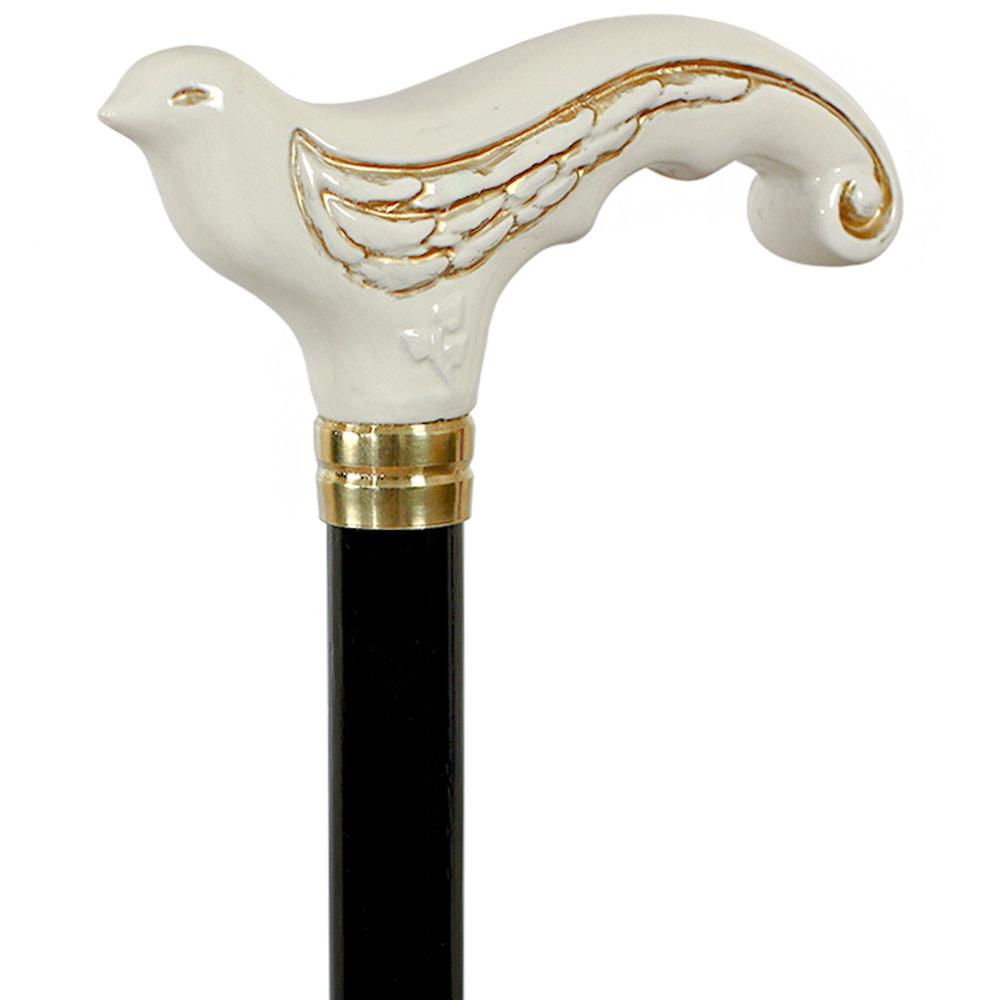 Igor White Swallow Bird Artisan Intricate Handcarved Cane