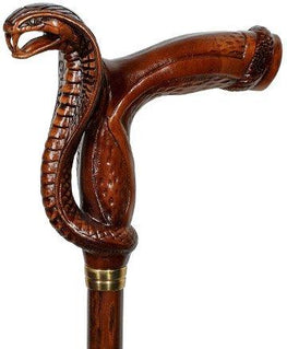 Igor Cobra Snake Right Hand Handcarved Oak Wood Cane