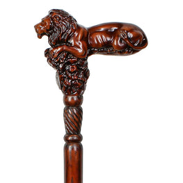 Igor Lion King Right Hand Hand-Carved Oak Wood Cane