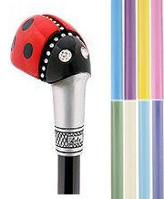 Lady Bug Lola Signature - 2 Shaft Deluxe Kit -  Carbon Fiber Walking Cane in Black, & Your Choice