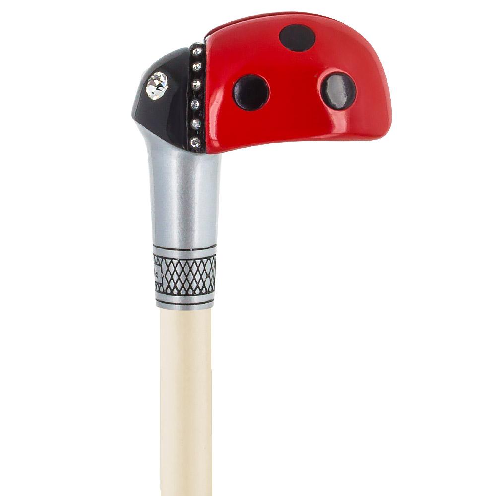 Ladybug Lola Signature Lady Bug Carbon Fiber Walking Cane With Ivory Shaft