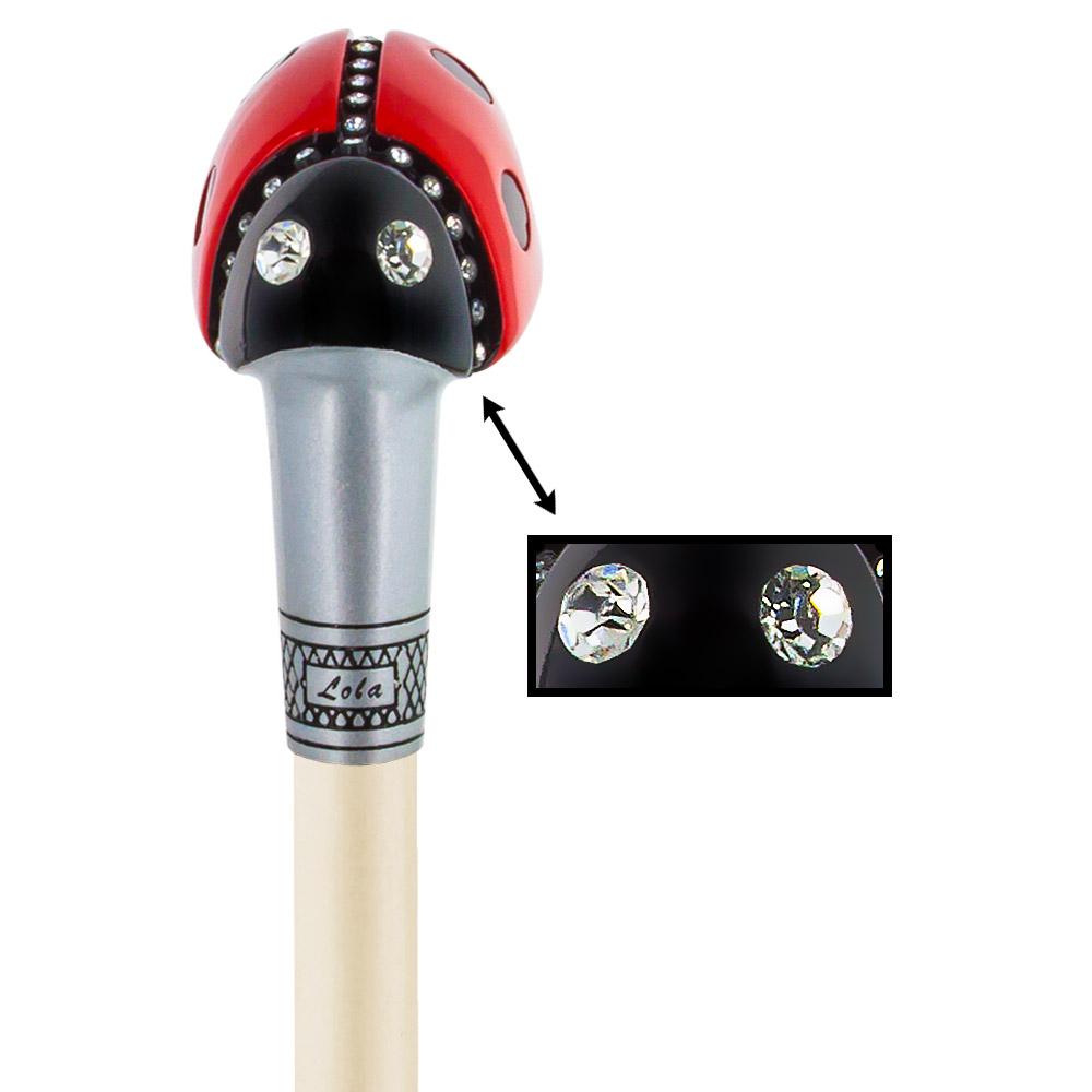 Ladybug Lola Signature Lady Bug Carbon Fiber Walking Cane With Ivory Shaft
