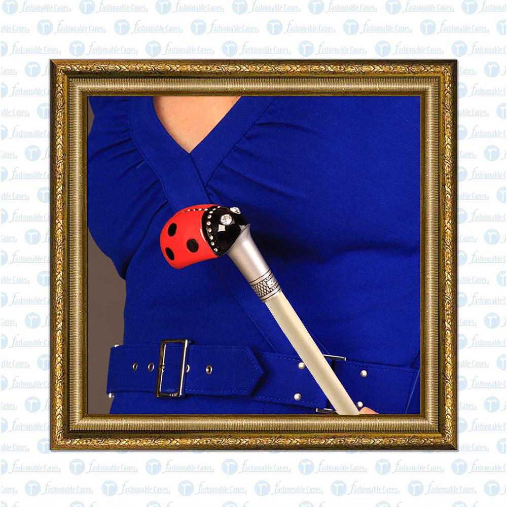 Ladybug Lola Signature Lady Bug Carbon Fiber Walking Cane With Ivory Shaft