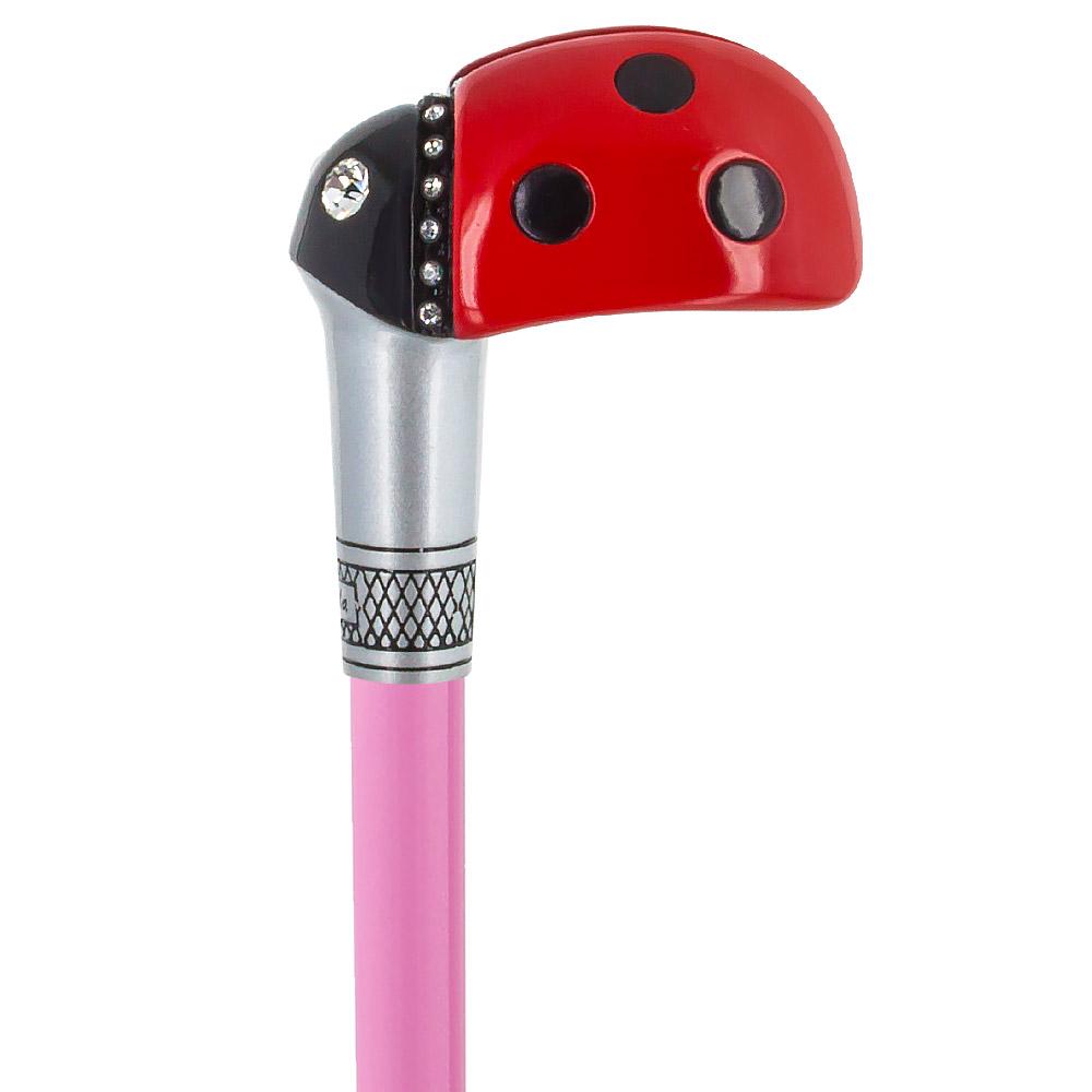 Ladybug Pink Shaft - Lola Signature LadyBug Carbon Fiber Walking Cane