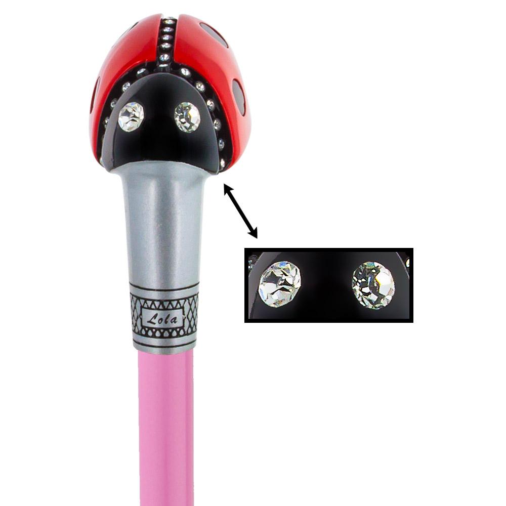 Ladybug Pink Shaft - Lola Signature LadyBug Carbon Fiber Walking Cane