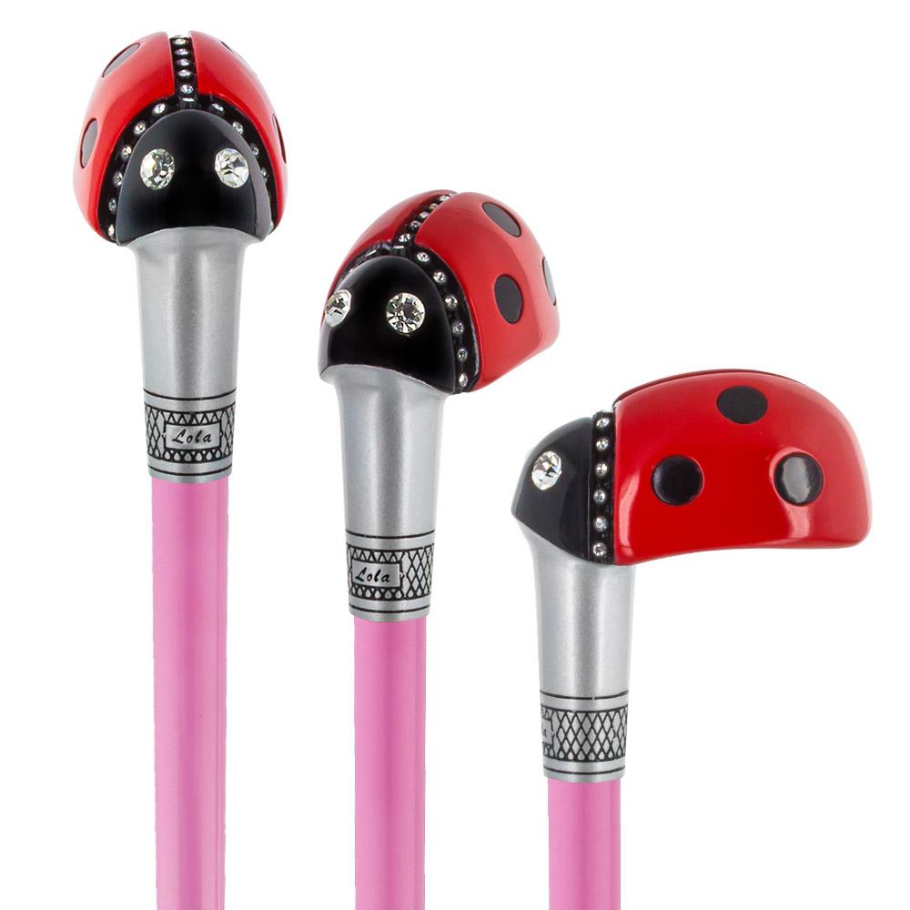 Ladybug Pink Shaft - Lola Signature LadyBug Carbon Fiber Walking Cane