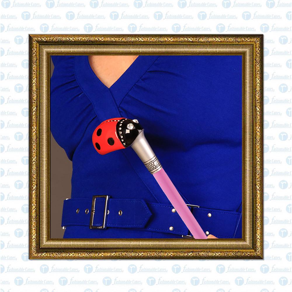 Ladybug Pink Shaft - Lola Signature LadyBug Carbon Fiber Walking Cane