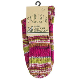 Made in Ireland Ladies Passionate Pink Pattern Designer Irish Wool Country Socks