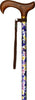 Med Basix Butterflies Derby Walking Cane With Standard Adjustable Aluminum Shaft and Brass Collar