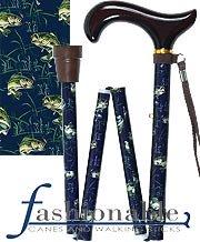 Med Basix Bass Folding Derby Walking Cane With Adjustable Aluminum Shaft and Brass Collar