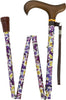 Med Basix Butterflies Folding Derby Walking Cane With Adjustable Aluminum Shaft and Brass Collar