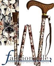 Med Basix Cats Folding Derby Walking Cane With Adjustable Aluminum Shaft and Brass Collar