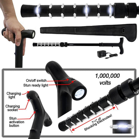 P.S. Products Zap Cane - Stun Gun Rechargeable Cane with LED Flashlight