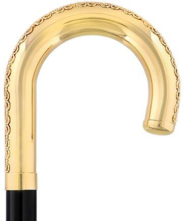 Royal Canes 24K Gold Plated Tranquil Tourist Walking Cane w/ Black Beechwood Shaft & Collar