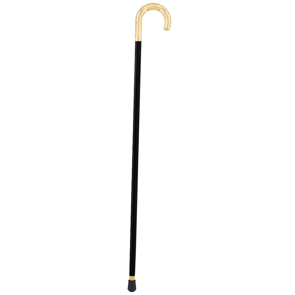 Royal Canes 24K Gold Plated Tranquil Tourist Walking Cane w/ Black Beechwood Shaft & Collar