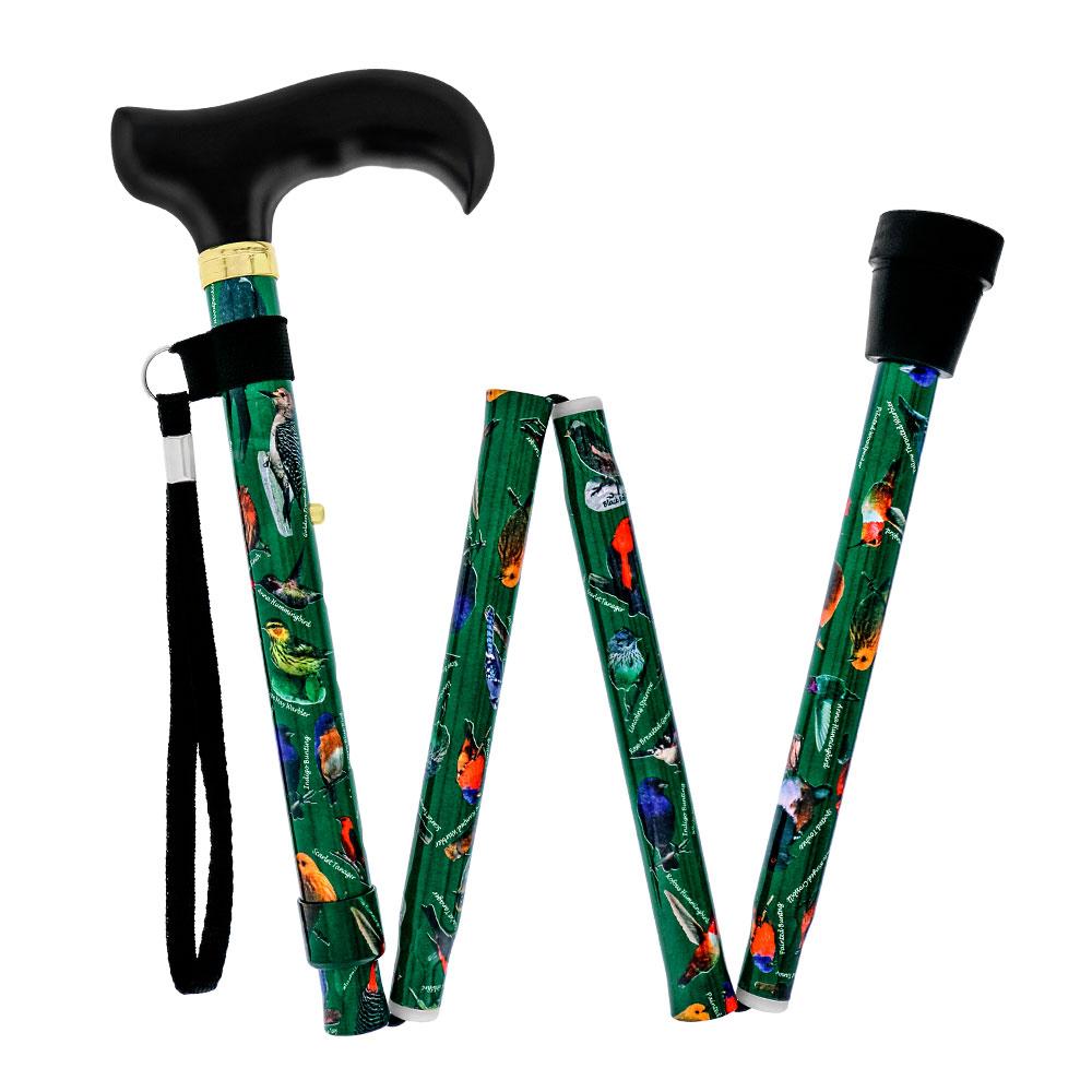 Royal Canes American Songbird Folding Adjustable Designer Derby Cane w/ Able Tri Pod Base
