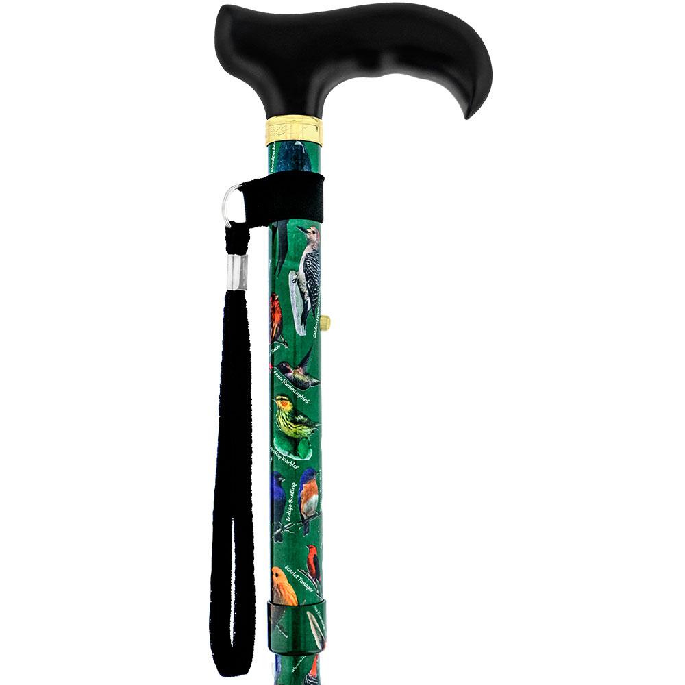 Royal Canes American Songbird Folding Adjustable Designer Derby Cane w/ Able Tri Pod Base