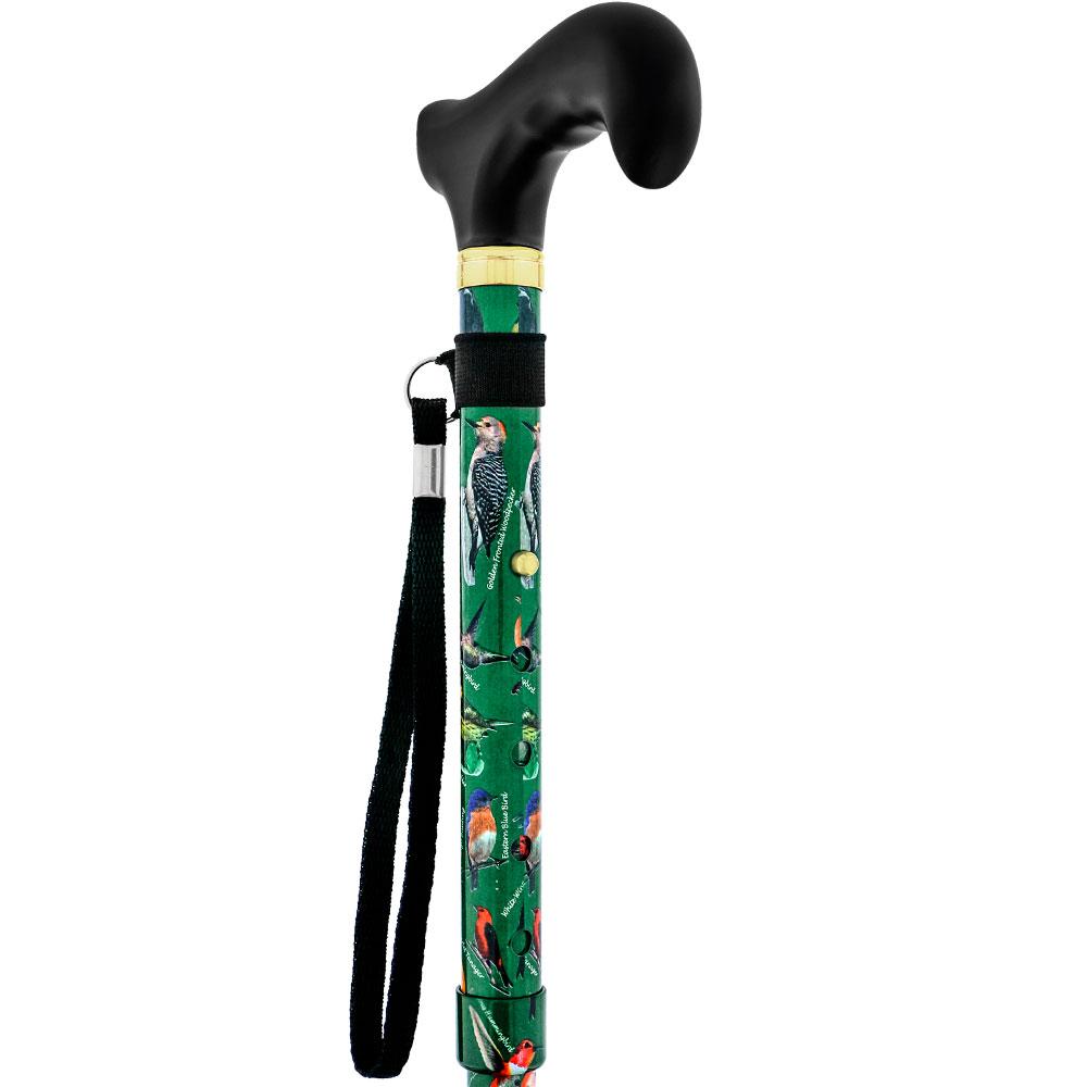 Royal Canes American Songbird Folding Adjustable Designer Derby Cane w/ Able Tri Pod Base