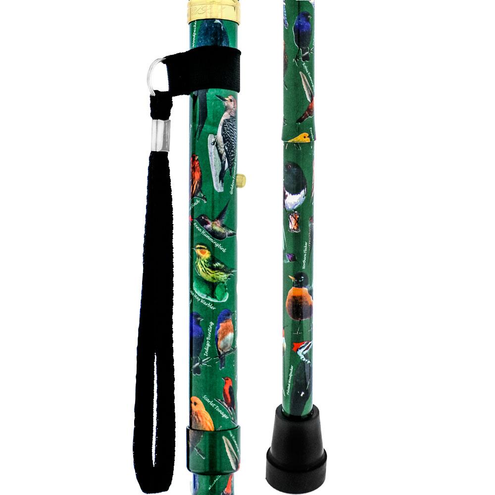 Royal Canes American Songbird Folding Adjustable Designer Derby Cane w/ Able Tri Pod Base