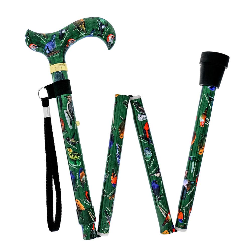 Royal Canes American Songbird Folding Adjustable Designer Derby Cane with Able Tri Pod Base