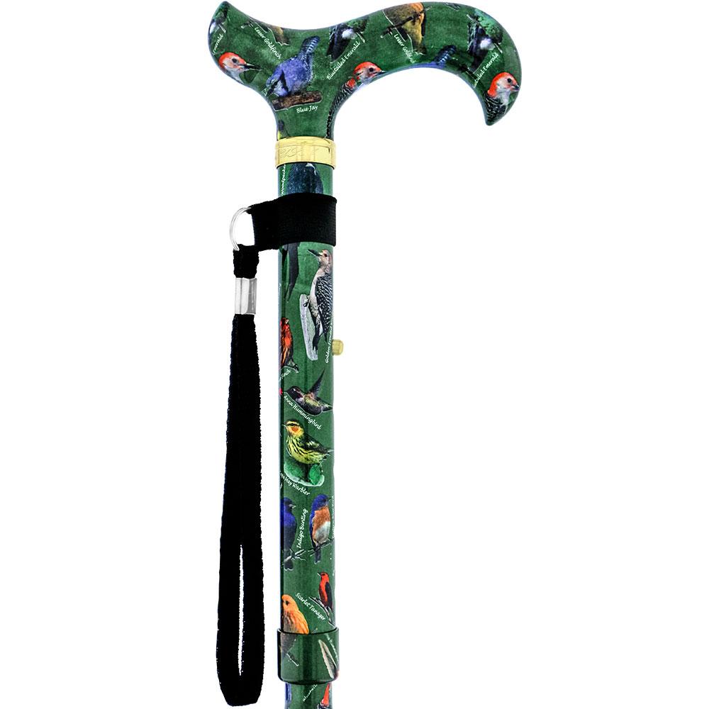 Royal Canes American Songbird Folding Adjustable Designer Derby Cane with Able Tri Pod Base