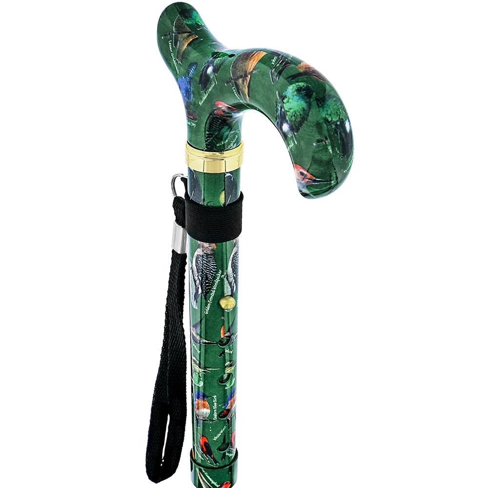 Royal Canes American Songbird Folding Adjustable Designer Derby Cane with Able Tri Pod Base