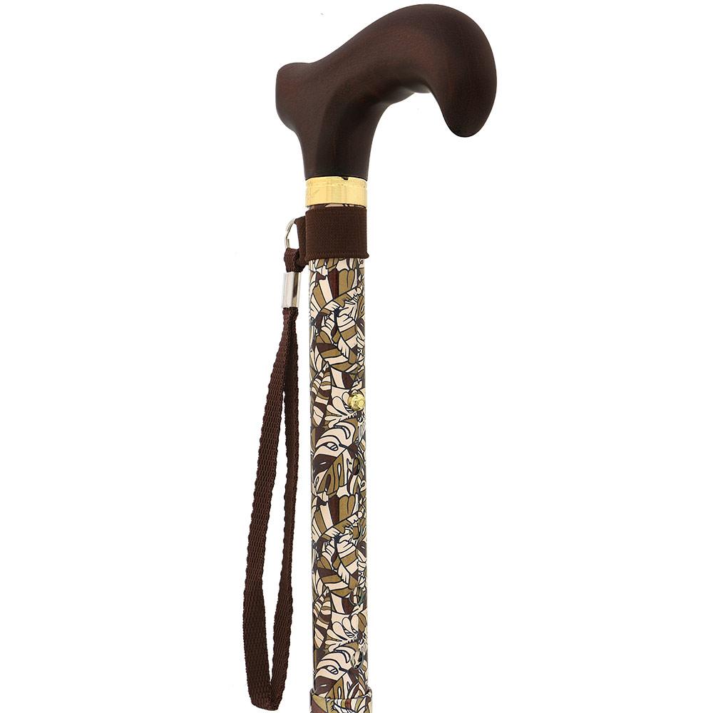 Royal Canes Bahama Leaf Folding Adjustable Designer Derby w/ Able Tri Pod Base