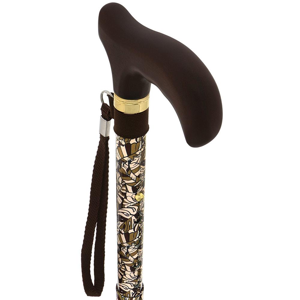 Royal Canes Bahama Leaf Folding Adjustable Designer Derby w/ Able Tri Pod Base