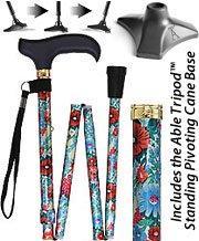 Royal Canes Beautiful Bouquet Adjustable Folding Cane w/ Able Tri Pod Base