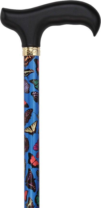Royal Canes Blue Skies Butterfly Adjustable Derby Walking Cane w/ Able Tri Pod Base