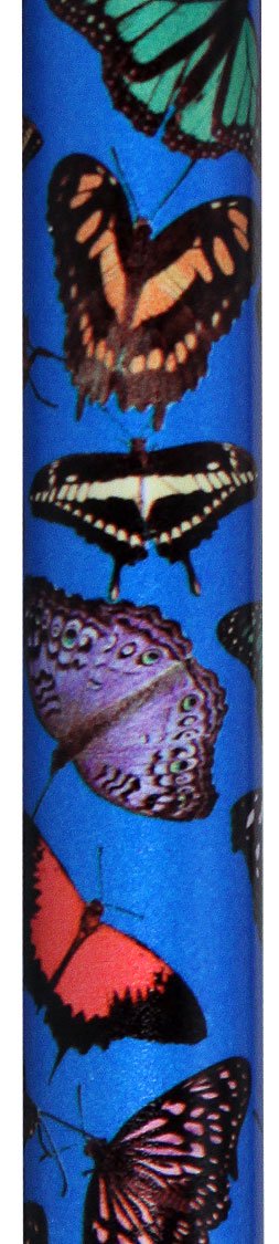 Royal Canes Blue Skies Butterfly Folding Adjustable Designer Derby w/ Able Tri Pod Base
