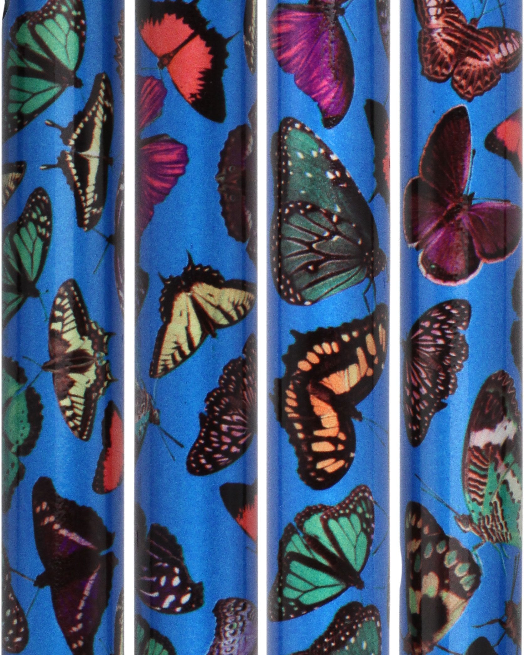 Royal Canes Blue Skies Butterfly Folding Adjustable Designer Derby w/ Able Tri Pod Base