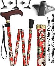 Royal Canes Crimson Beauty Adjustable Folding Cane w/ Able Tri Pod Base