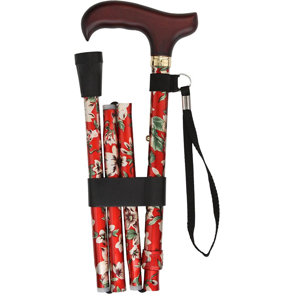 Royal Canes Crimson Beauty Adjustable Folding Cane w/ Able Tri Pod Base