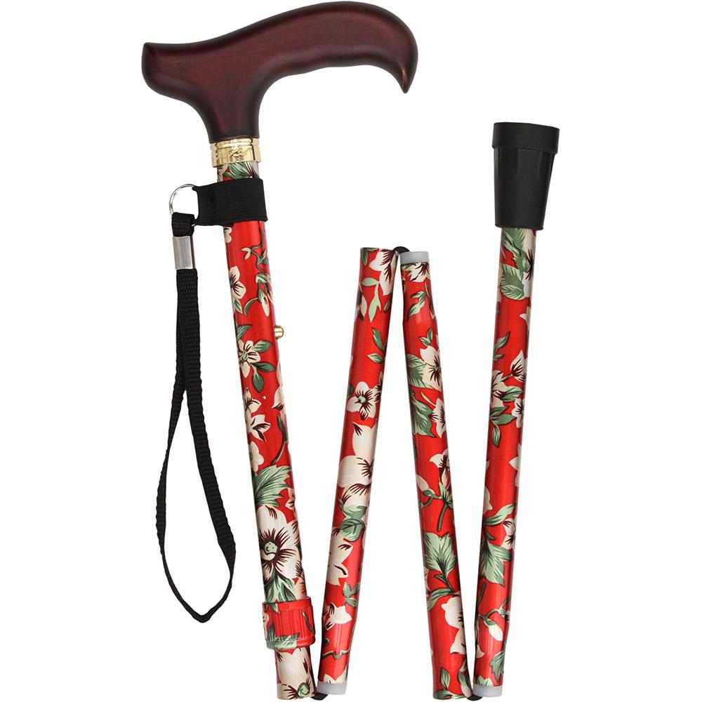 Royal Canes Crimson Beauty Adjustable Folding Cane w/ Able Tri Pod Base