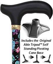 Royal Canes Midnight Bloom Standard Adjustable Cane w/ Able Tri Pod Base