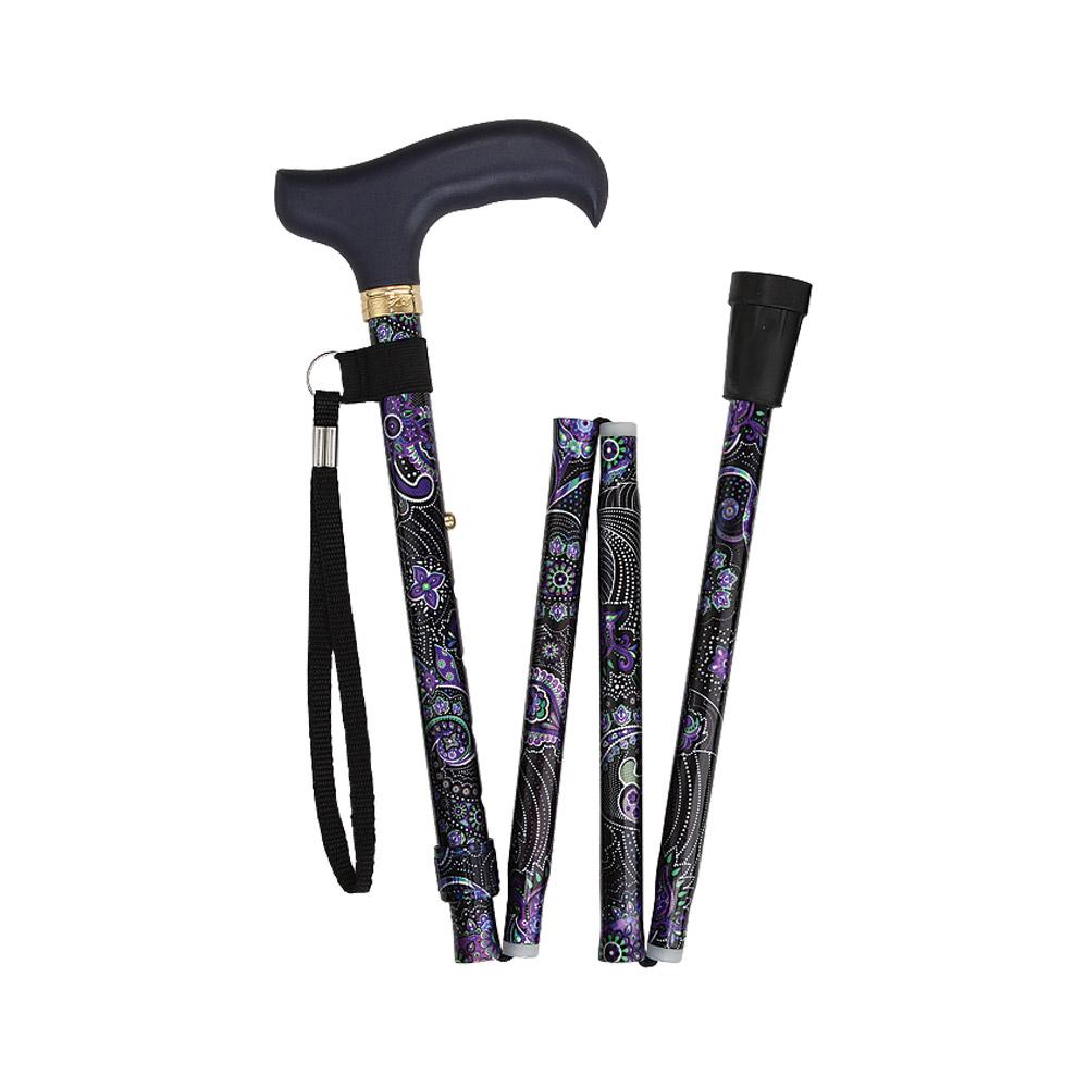Royal Canes Purple Majesty Folding Adjustable Designer Derby w/ Able Tri Pod Base