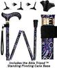 Royal Canes Purple Majesty Folding Adjustable Designer Derby with Able Tri Pod Base