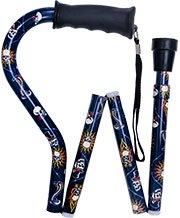 Royal Canes Skull and Snakes Adjustable Folding Offset Walking Cane with Comfort Grip