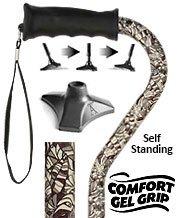 Royal Canes Bahama Leaf Adjustable Offset Walking Cane w/ Comfort Grip and Able Tripod Base
