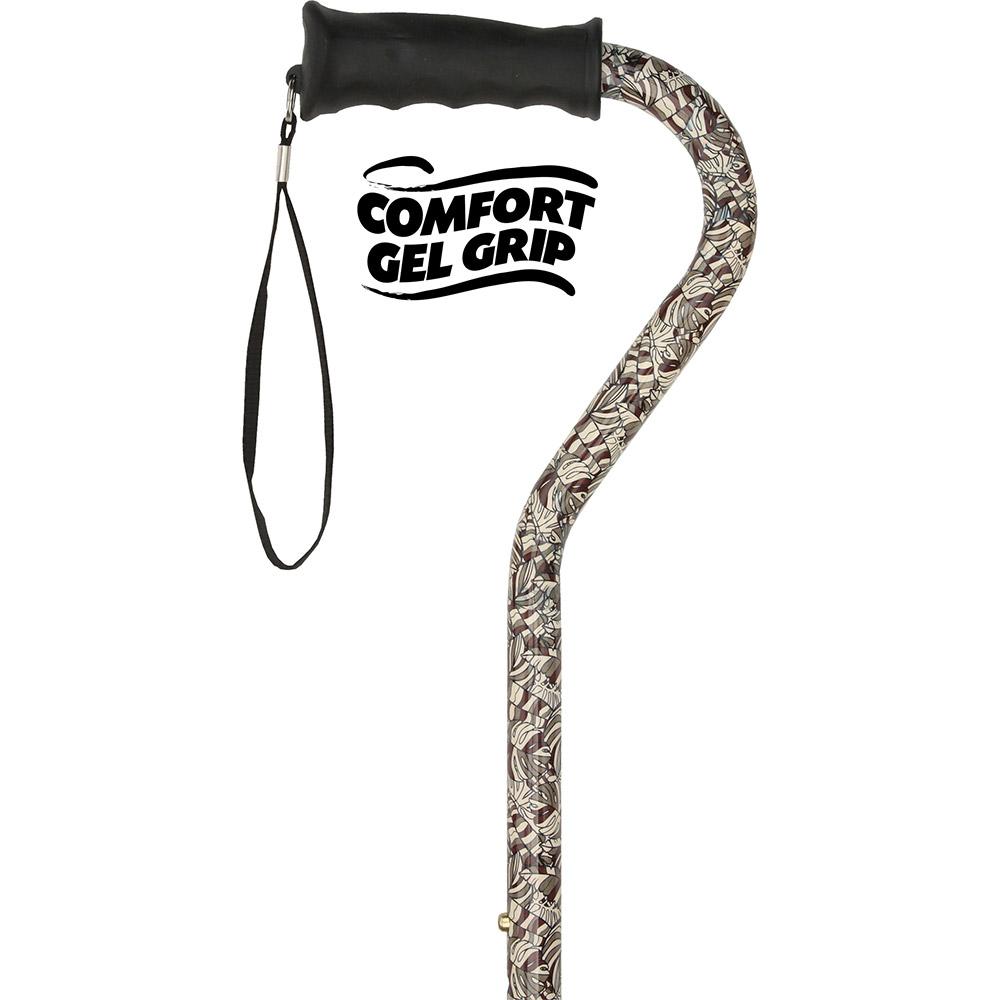Royal Canes Bahama Leaf Adjustable Offset Walking Cane w/ Comfort Grip and Able Tripod Base