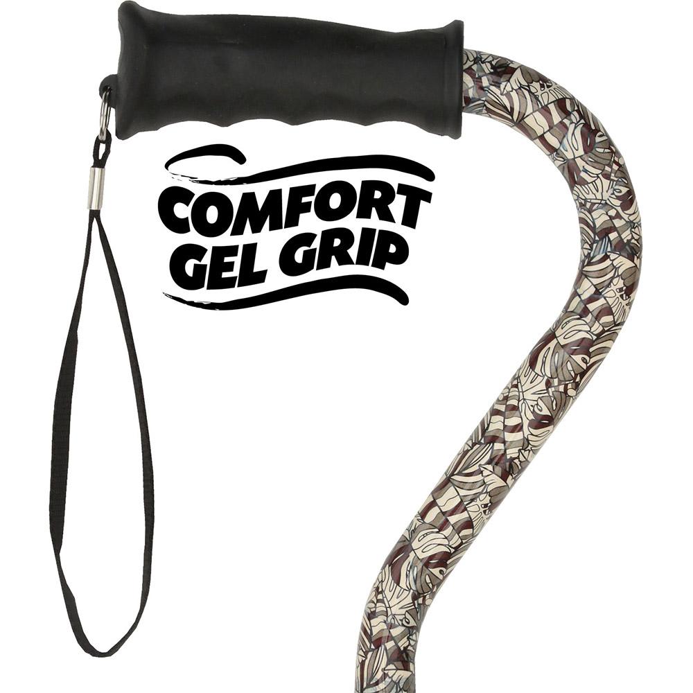 Royal Canes Bahama Leaf Adjustable Offset Walking Cane w/ Comfort Grip and Able Tripod Base