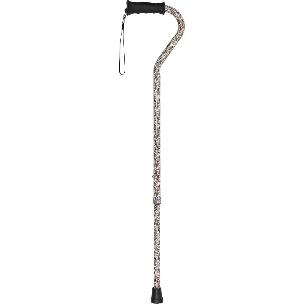 Royal Canes Bahama Leaf Adjustable Offset Walking Cane w/ Comfort Grip and Able Tripod Base